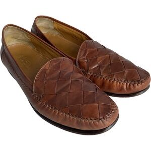 Cole Haan Men's Woven Brown Leather Slip-Ons